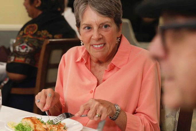 Senior women enjoying dinner