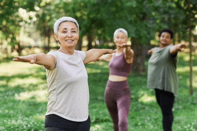 ladies doing yoga