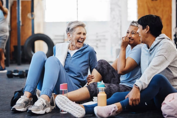 Senior women relaxing after a workout